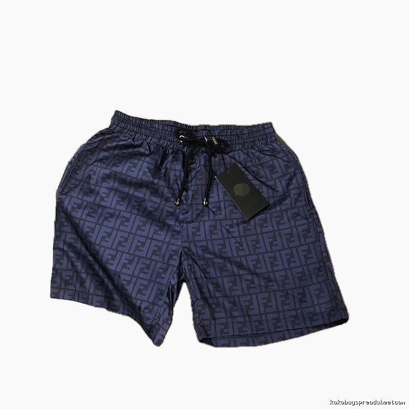 Fendi FF Monogram Light Luxury Style Navy Blue Casual Shorts