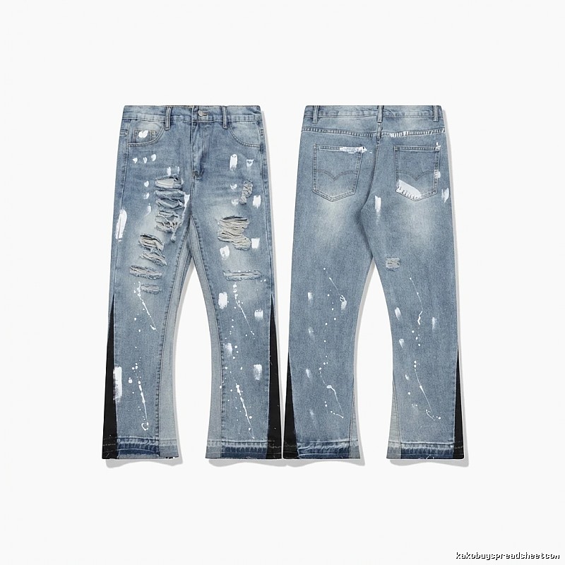 Gallery Dept Hole-Ripped Denim Blue Jeans