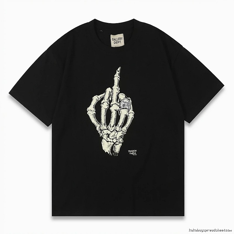 Gallery Dept Skull Print Trendy Cool Black T-shirt