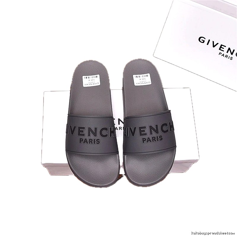 Givenchy Dark Grey Light Luxury Style Slide Sandals with Embossed Letters