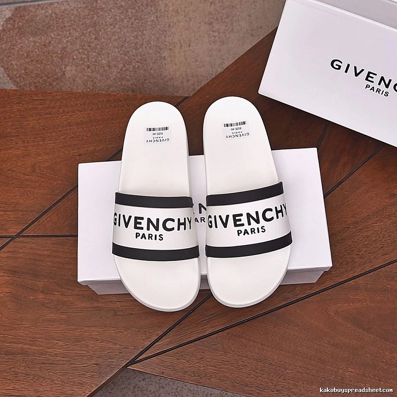 Givenchy Paris Minimalist Lettering White-Black Colorblock Slide Sandals