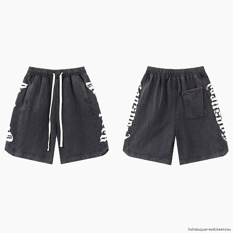 Godspeed Gothic Print Street Style Charcoal Black Shorts