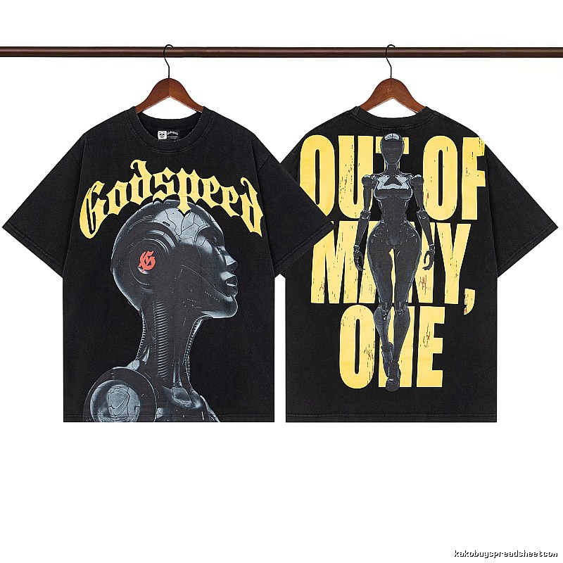 Godspeed Mechanical Print Street Style Black T-Shirt