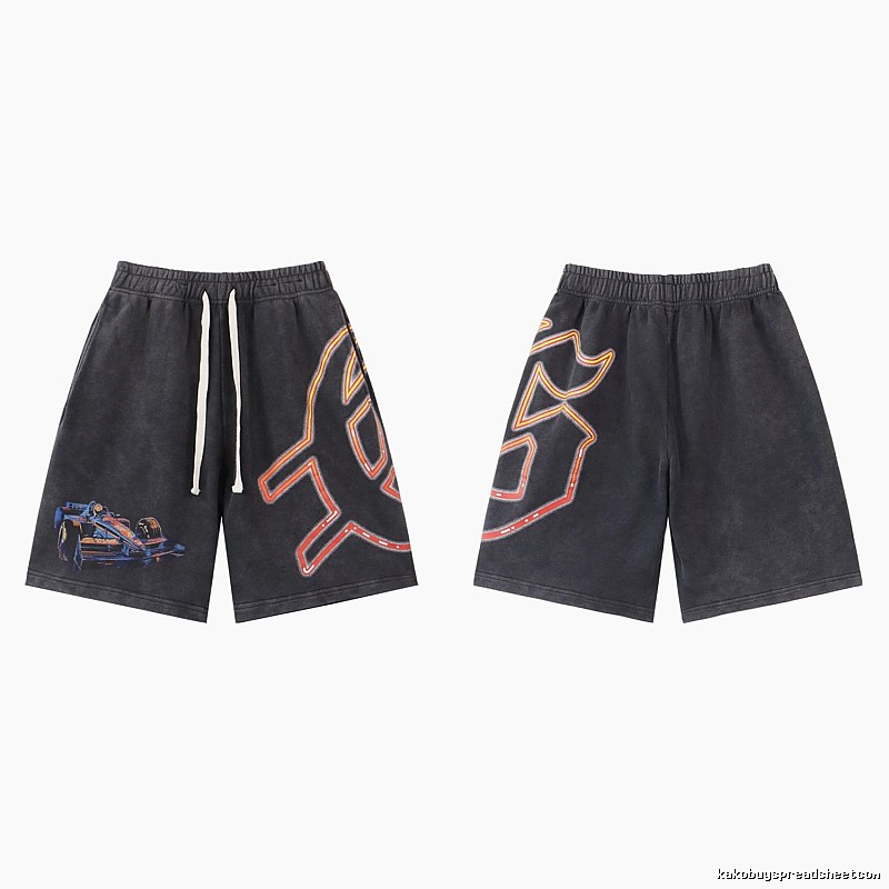 Godspeed Racing Print Street Style Charcoal Black Shorts