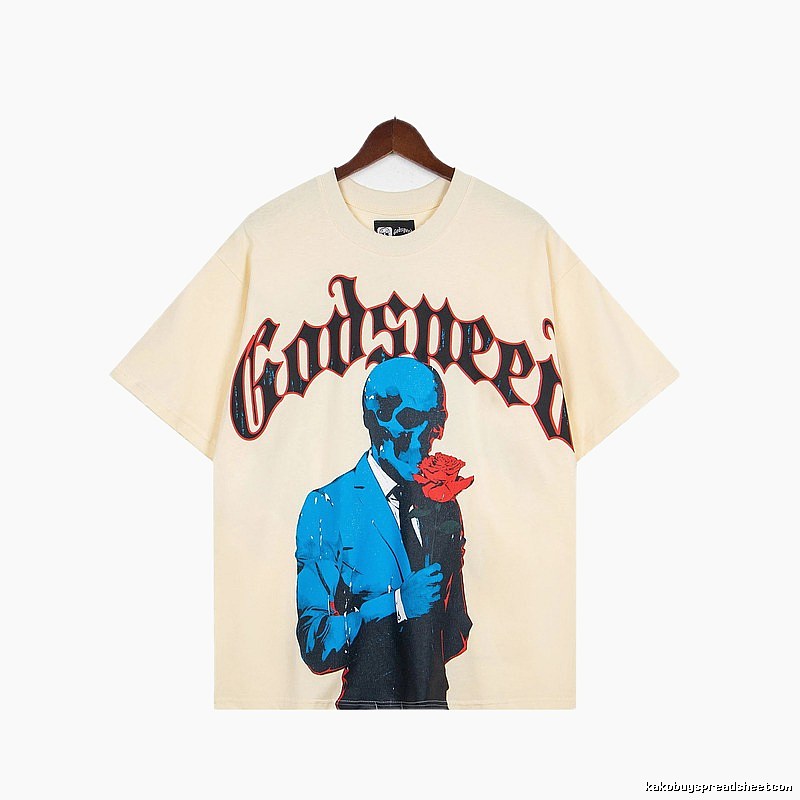 Godspeed Skull Print Street Style Beige T-shirt