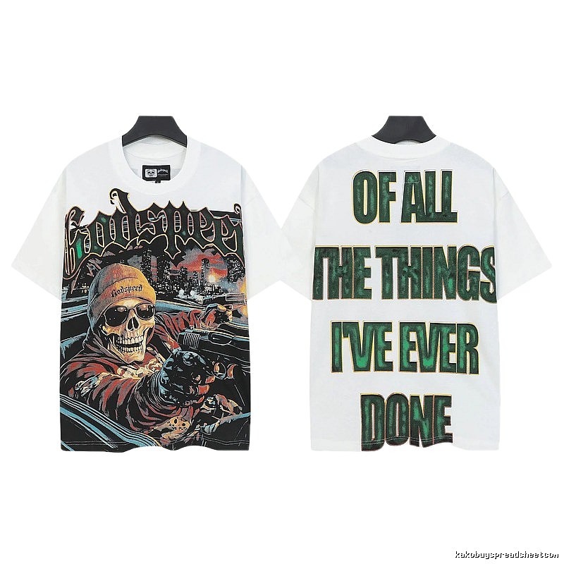 Godspeed Skull Print Street Style White T-shirt