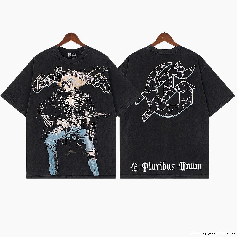 Godspeed Skull Rock Vintage Distressed Black T-Shirt