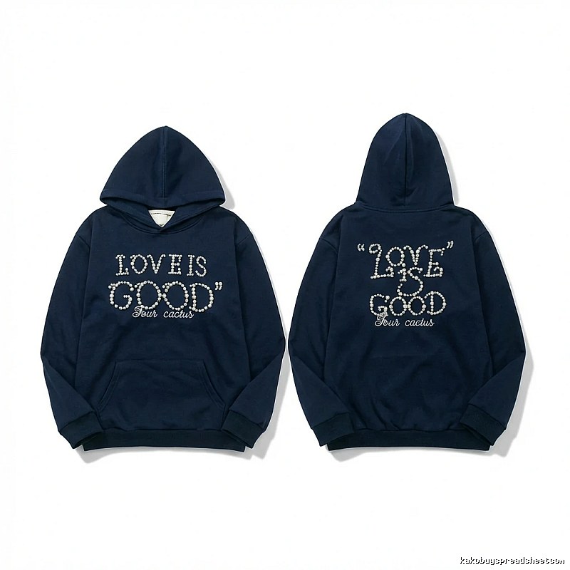 Goodbrand Letter Wind Navy Blue Hoodie