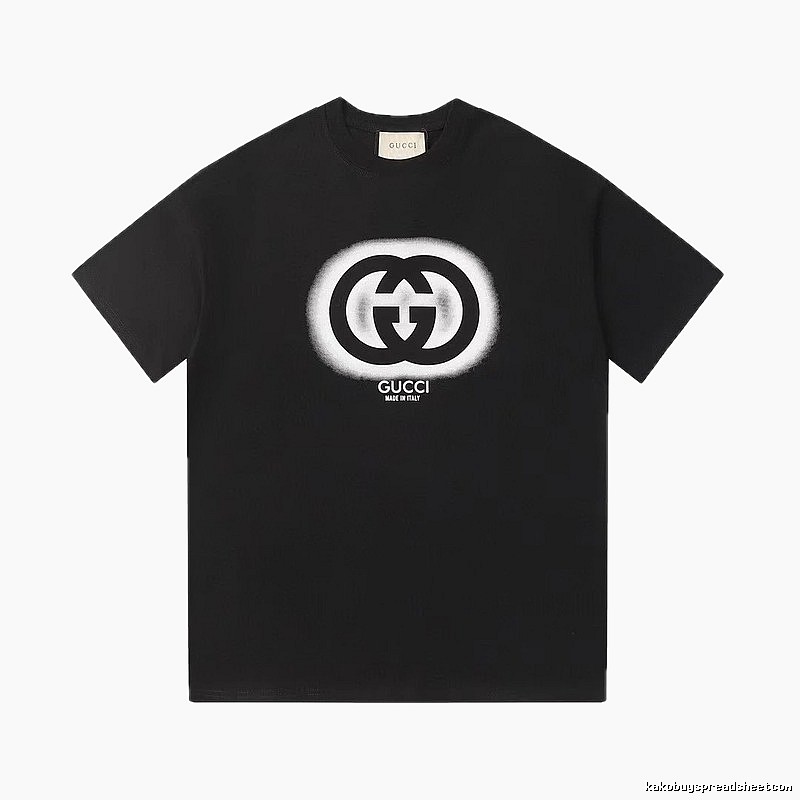 Gucci Double G Print Vintage Style Black T-Shirt