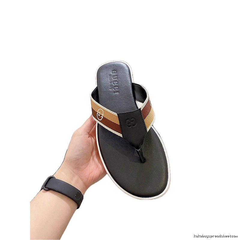 Gucci Double G Series Casual Style Black and Brown Flip-Flops