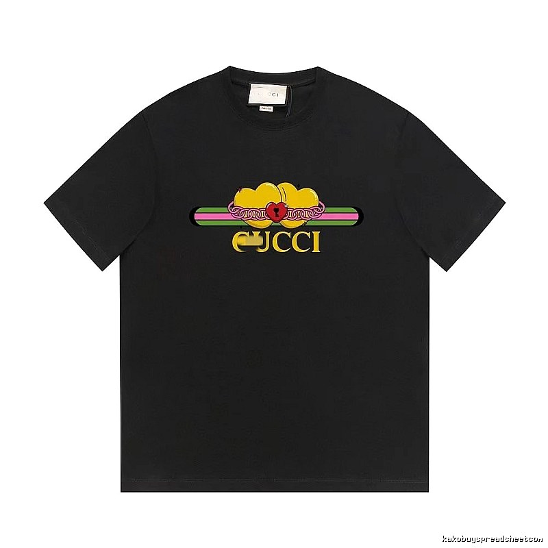 Gucci Heart Print Trendy Black Short-sleeved T-shirt