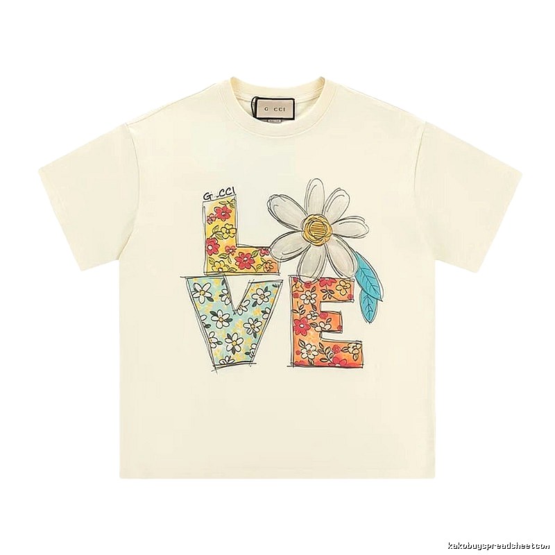 Gucci LOVE Floral Casual Off-white Short-sleeve T-shirt
