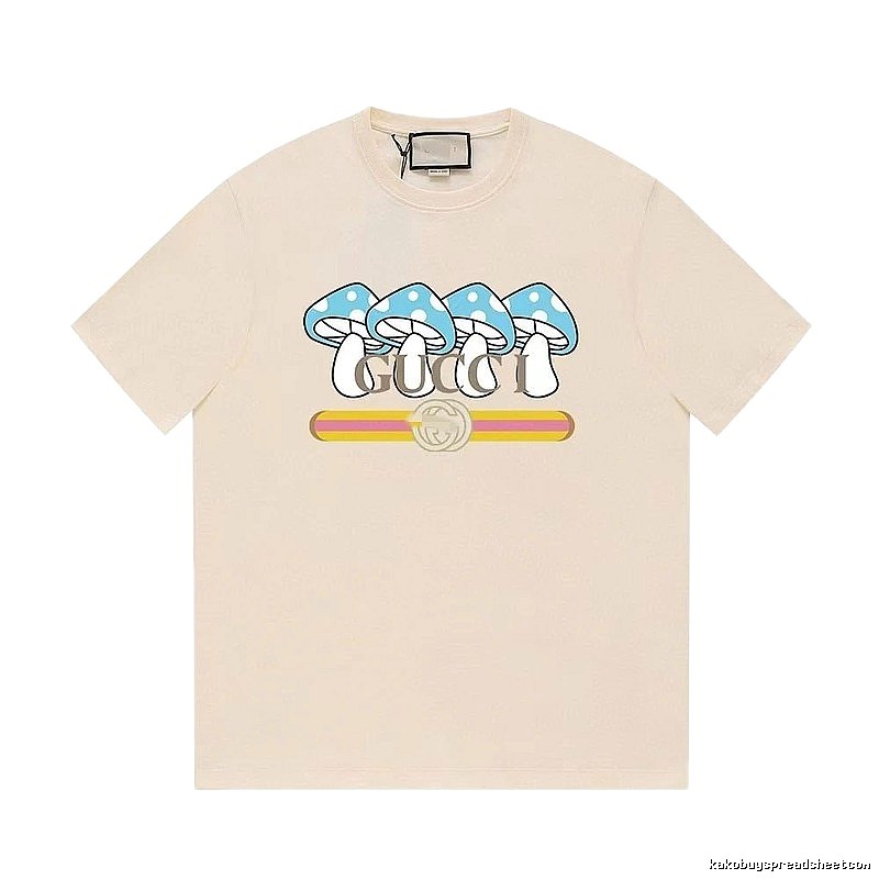 Gucci Mushroom Print Casual Style Off-white T-shirt