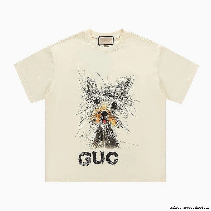 Gucci Puppy Graffiti Casual Style Off-white T-shirt