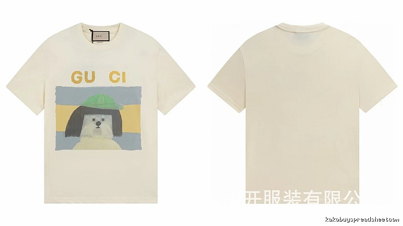 Gucci Puppy Print Casual Style Off-white T-shirt