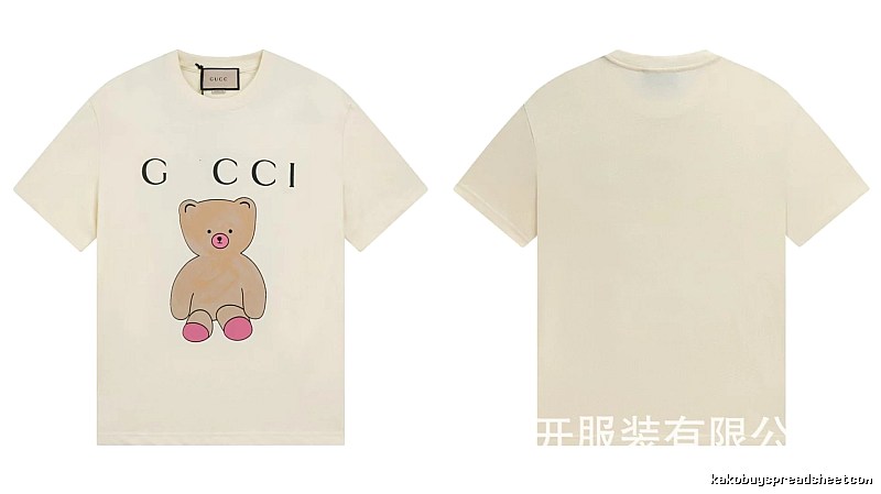 Gucci Teddy Bear Print Casual Style Off-White T-Shirt
