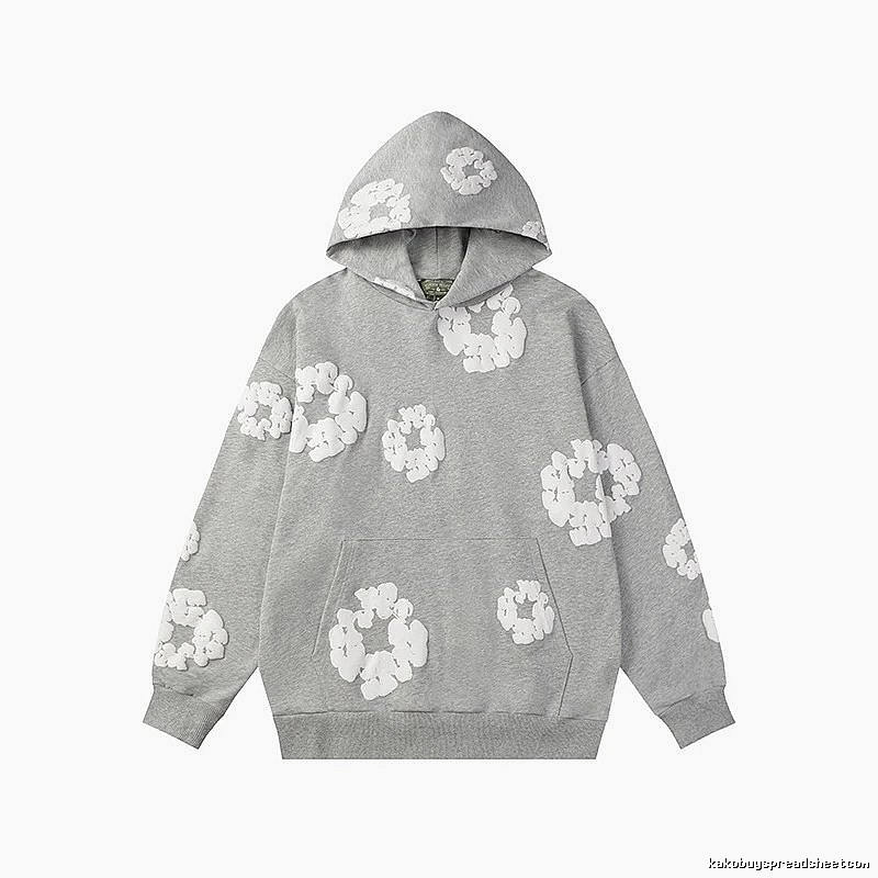 Heather Grey Floral Hoodie Casual Streetwear