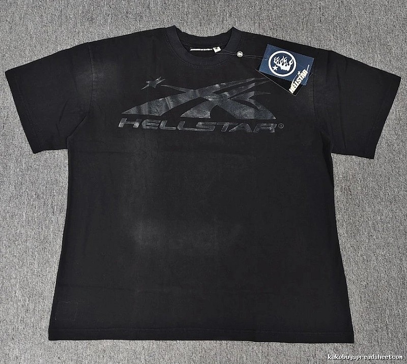 Hellstar Distressed Print High Street Style Black T-Shirt