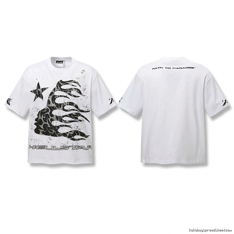 Hellstar Flame Print Style White T-shirt