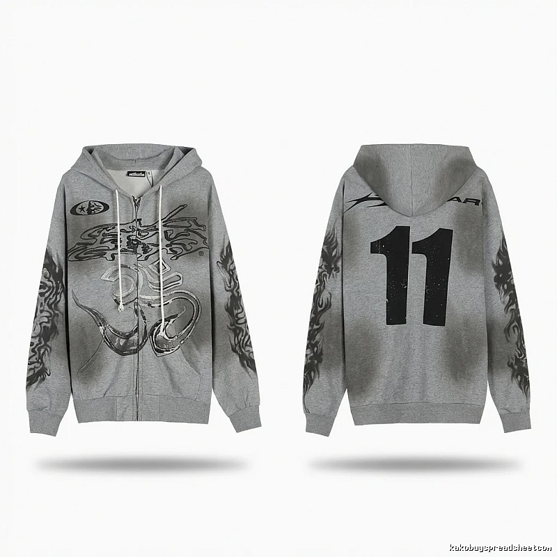 Hellstar Flame Wind Gray Sweatshirt