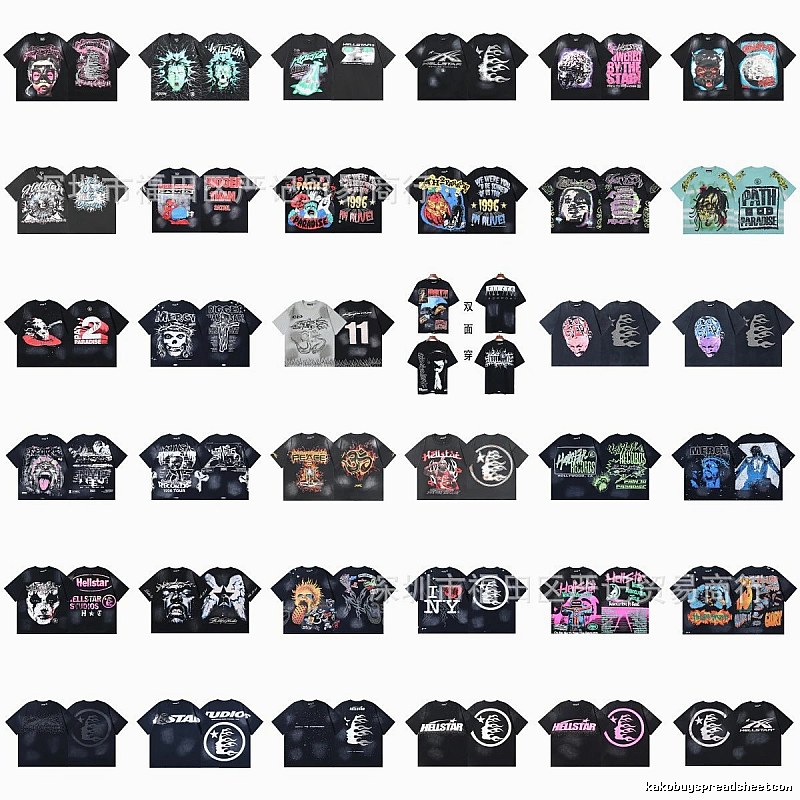 Hellstar Graffiti Collection Street Style Black Short Sleeve T-Shirt