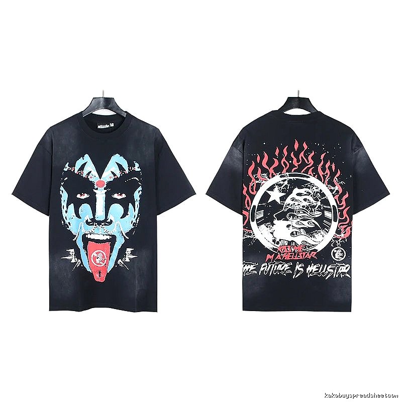 Hellstar Grimace Print Street Style Black Short-sleeve T-shirt