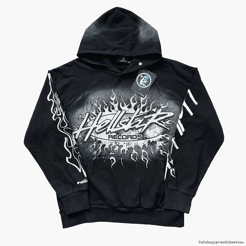 Hellstar Records Flame Wind Black Hoodie