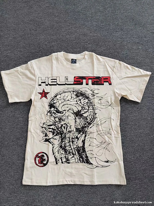 Hellstar Skeleton Print Street-style Off-white T-shirt
