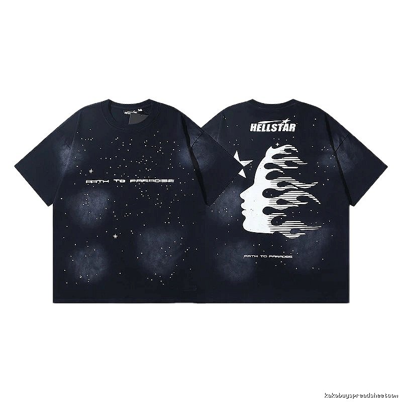 Hellstar Starry Sky Print Street Style Black T-Shirt