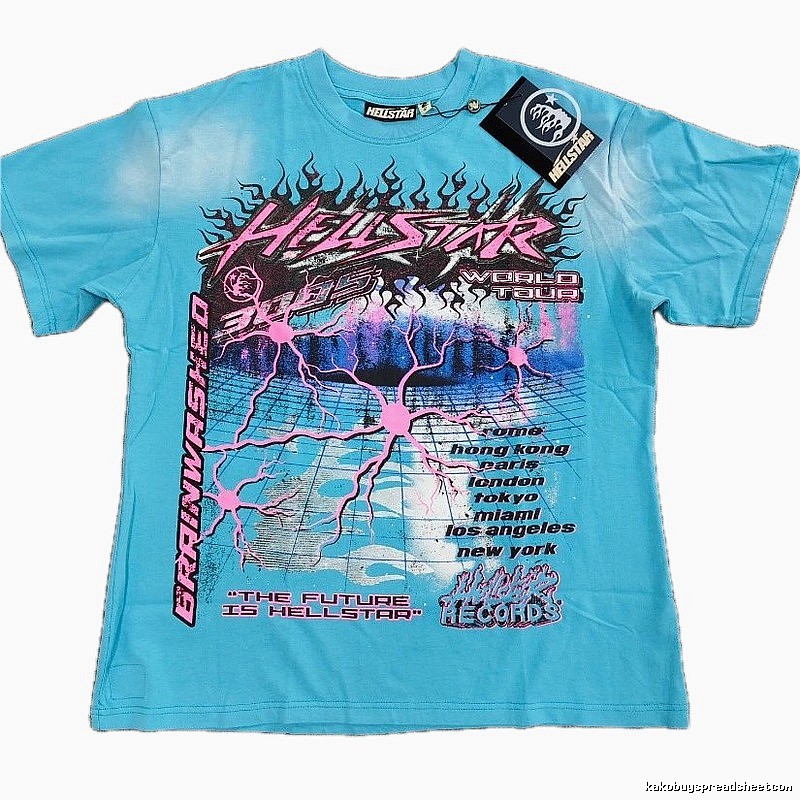 Hellstar Tour Punk Style Sky Blue Short-Sleeve T-Shirt