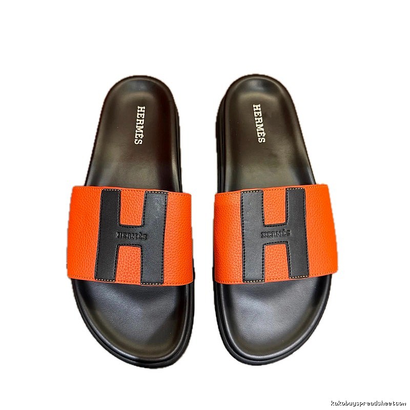 Hermès H Series Light Luxury Style Orange and Black Slide Slippers