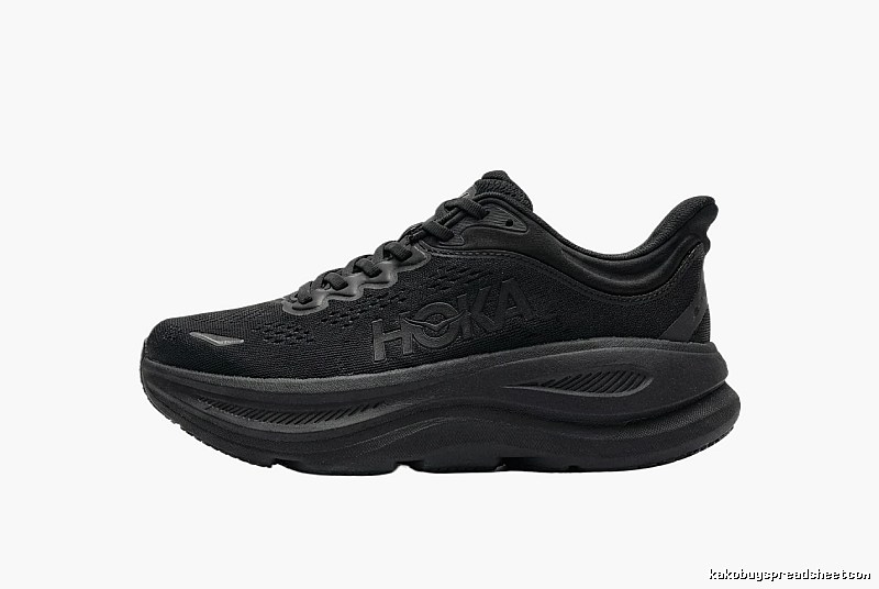 HOKA thick-soled casual black sports shoes