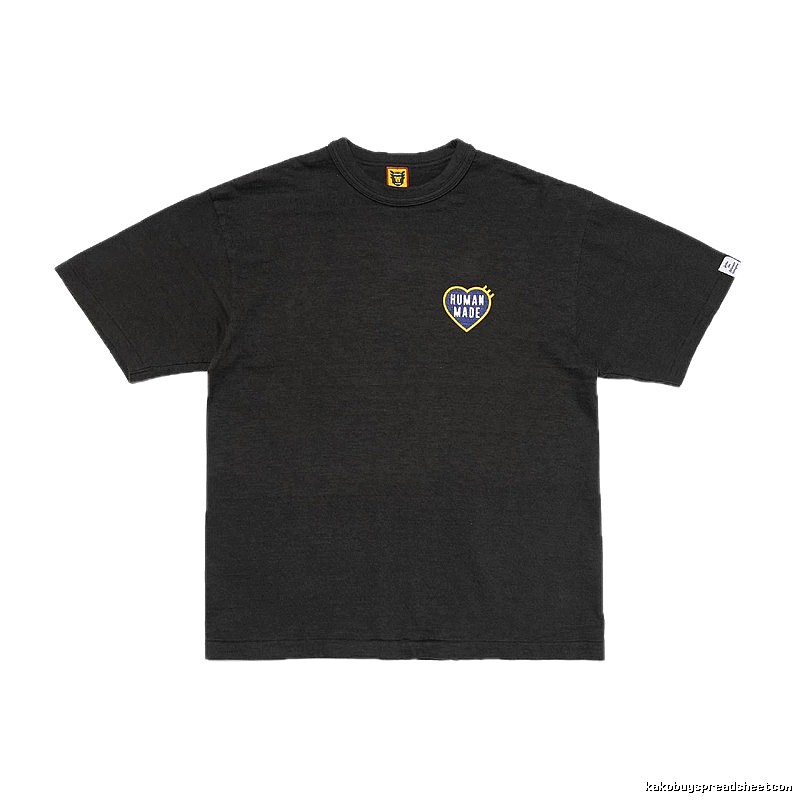 HUMAN MADE Heart Embroidered Japanese Streetwear Black T-Shirt