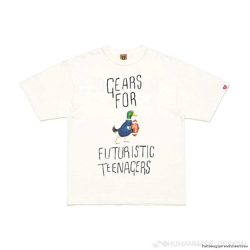 HUMAN MADE Japanese Streetwear Green Duck Printed Off-white T-shirt