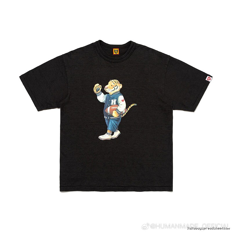 HUMAN MADE Tiger Print American Style Black T-Shirt