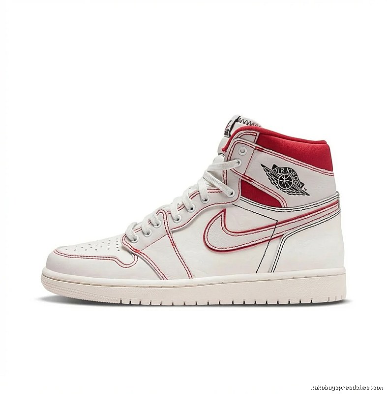 Jordan AJ1 High-Top Red and White Trendy Shoes