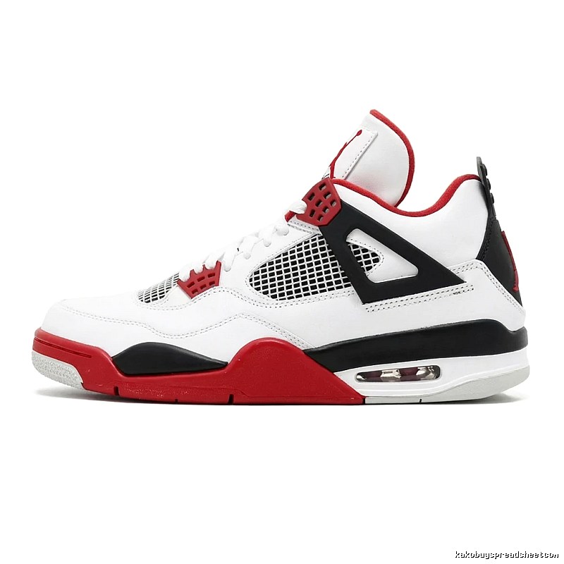 Jordan AJ4 White, Black and Red Trendy Brand Sports Shoes