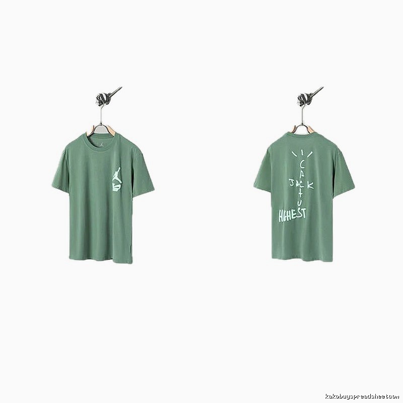 Jordan x Travis Scott Co-branded Street Style Pea Green T-Shirt