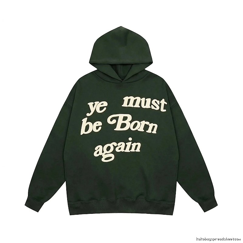 Kanye retro-style dark green hoodie