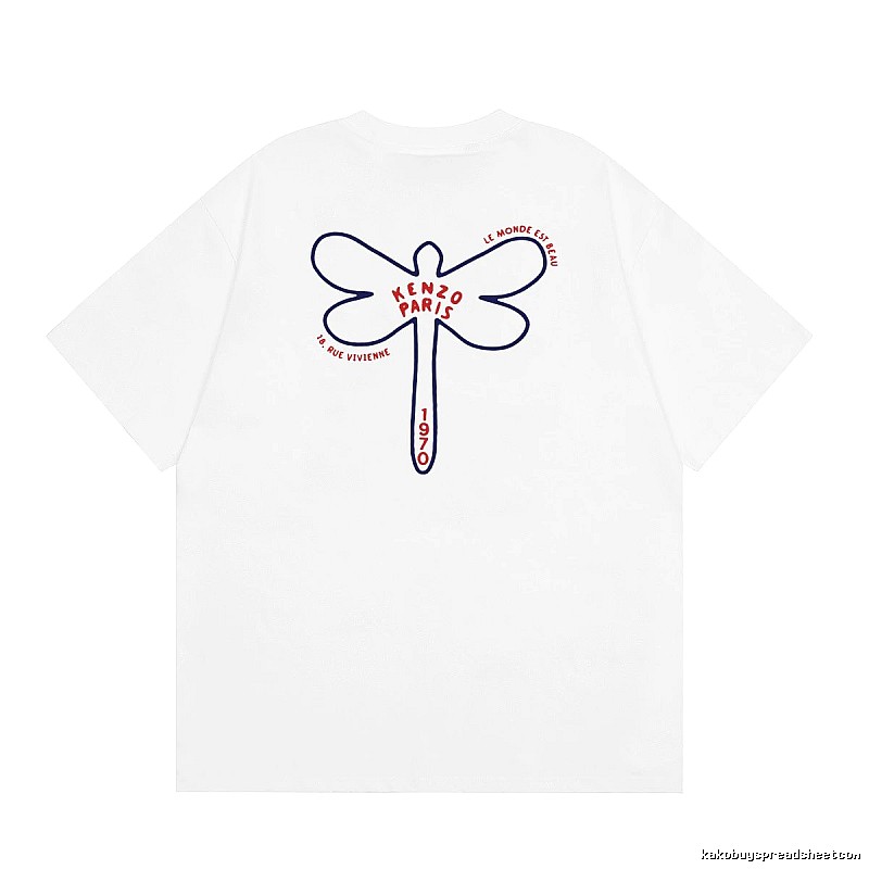 KENZO Dragonfly Print Casual White T-Shirt