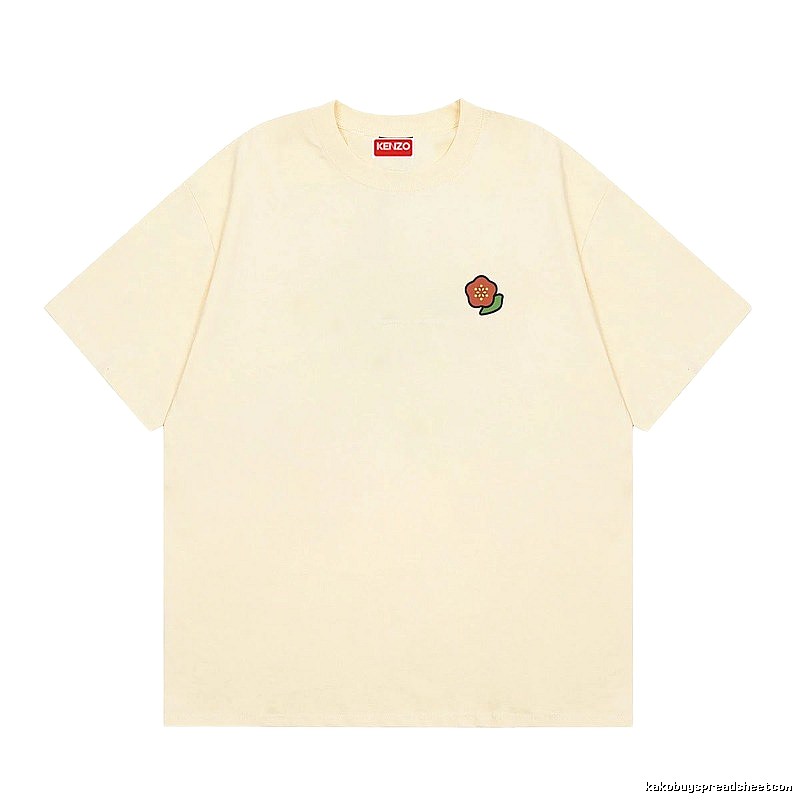 KENZO Embroidered Little Flower Casual Style Off-white T-shirt