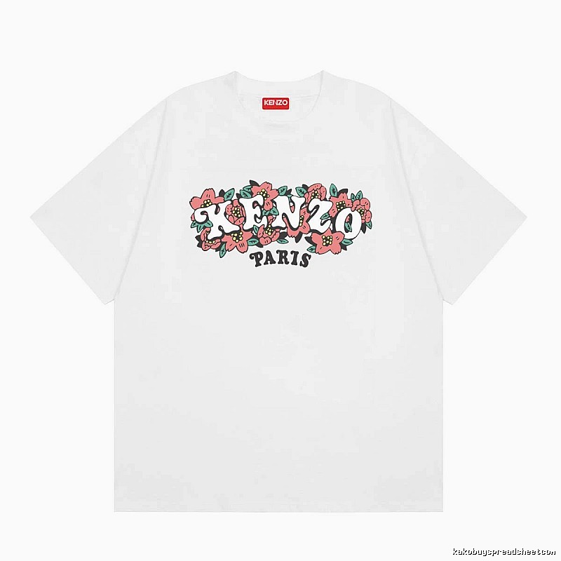 KENZO Floral Collection Street Style White Short-sleeve T-shirt