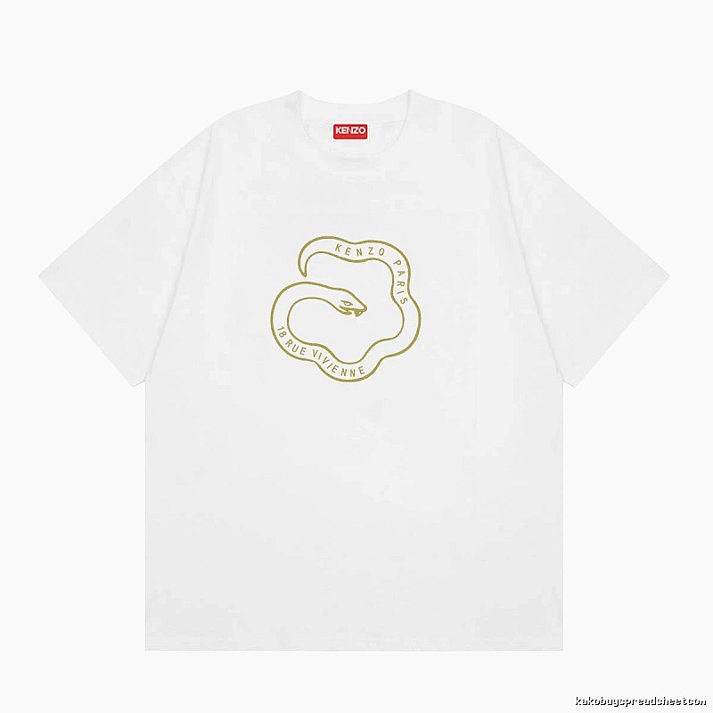 KENZO Spirit Snake Print Casual Style White T-Shirt