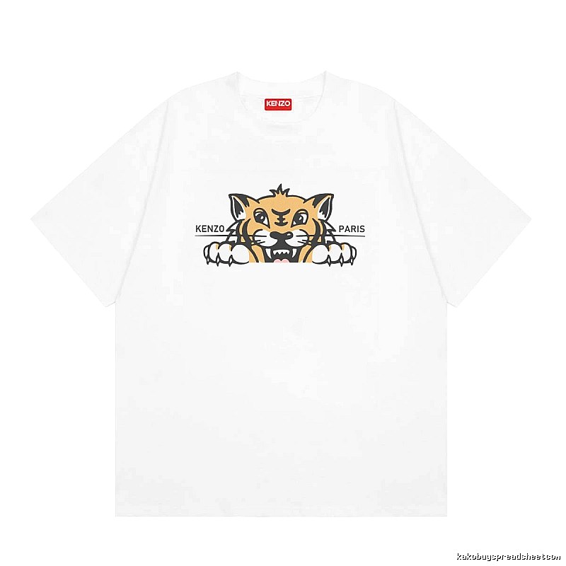 KENZO Tiger Head Series Casual Style White T-Shirt