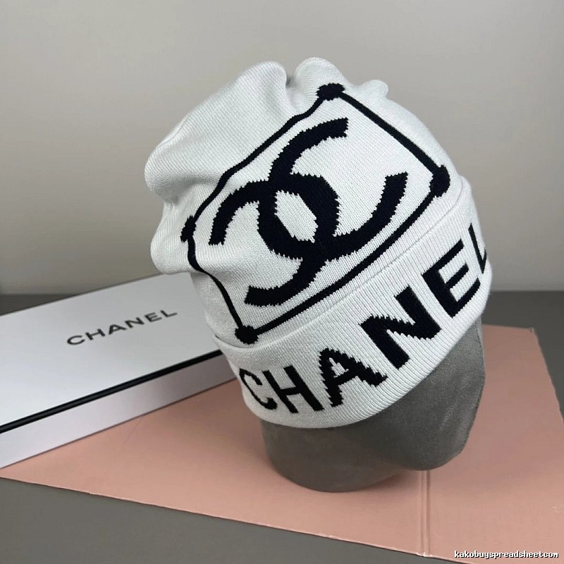 Knit Beanie with Artwork Logo Detail from Chanel