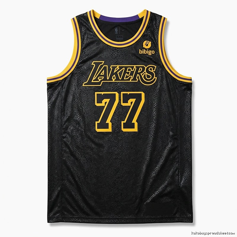 Lakers No. 77 black and yellow basketball uniform