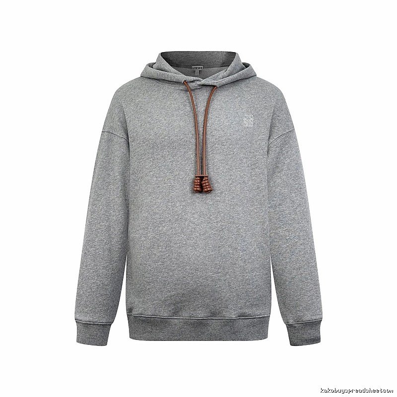 LOEWE Gray Hoodie with Drawcord Detail Hoodie for Travel Look