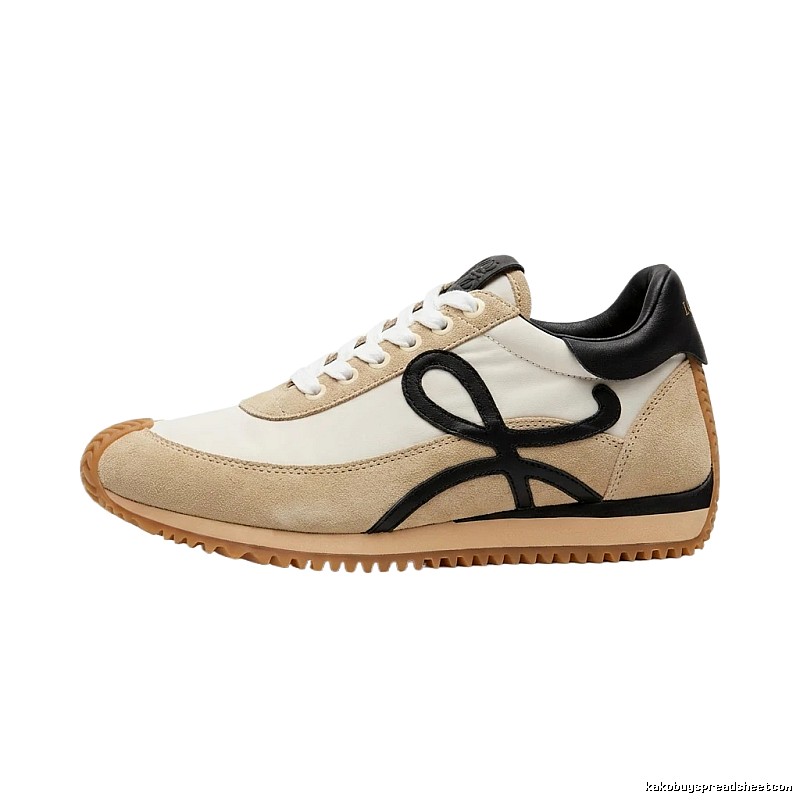 LOEWE retro-style black and brown color-blocking sneakers