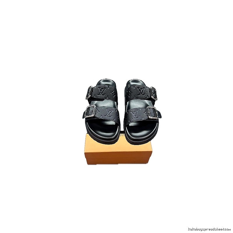 Louis Vuitton Classic Embossed Casual Style Black Slides