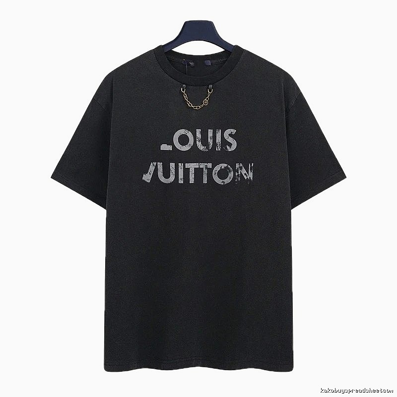 Louis Vuitton Distressed Print Cool Trendy Black T-Shirt